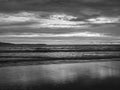 Black and white photo of a beautiful sunset at the beach Royalty Free Stock Photo