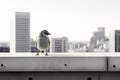 a black and white photo of a bird on a ledge Royalty Free Stock Photo