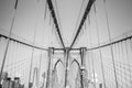 Black and white photo of the Brooklyn Bridge, NYC. Royalty Free Stock Photo