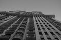 Black and white photo of building of residental complex in Moscow. Uprise photo
