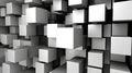 A black and white photo of a bunch of cubes, AI