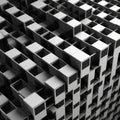 A black and white photo of a bunch of cubes. Generative AI image.