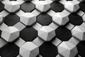 A black and white photo of a bunch of cubes. Geometric white black background.