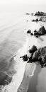 Meditative Black And White Aerial Photography Of Rocky Coastal Landscape Royalty Free Stock Photo