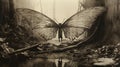 Colossal Butterfly Monster In Monstrous Surrealism Style