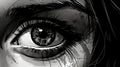 Noir Comic Art: Captivating Illustration Of A Woman\'s Crying Eye