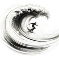 Surfing Athlete: Illustrative Black And White Artwork Inspired By Kerem Beyit Royalty Free Stock Photo