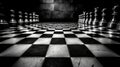 a black and white photo of a chess board with a lot of pawns Royalty Free Stock Photo