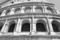 Black and white photo of Colosseum in Rome - Flavian Amphitheatre closeup, Italy Royalty Free Stock Photo