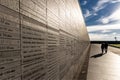 Wall with the names of victims of state violence in the Park of Memory in Buenos Aires, Argentina