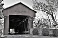 Black and white photo of covered bridge in southern Indiana Royalty Free Stock Photo