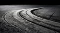 a black and white photo of a curve in a road Royalty Free Stock Photo