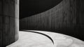 A black and white photo of a curved concrete wall, AI Royalty Free Stock Photo