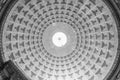 Black and white photo of decorated ceiling inside catholic cathedral in Naples Royalty Free Stock Photo