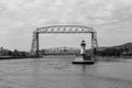 Duluth`s Aerial Lift Bridge canal Lighthouse Royalty Free Stock Photo