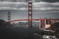 Black and white photo of the famous Golden Gate Bridge in San Francisco California Royalty Free Stock Photo