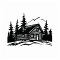 Simple Cabin: Bold Black And White Graphic Illustration In Logo Style