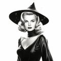 Grace Kelly In Witch\'s Hat: Stunning Black And White Airbrush Art