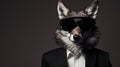 Minimalist Fashion Portrait: Wolf In A Suit And Sunglasses