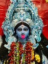 Colorful beautiful photo of goddess kali worshipped in India on the day of Diwali