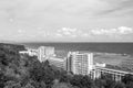 Black and white. Golden Sands resort coast in Bulgaria