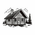 Simple Cabin In The Mountains Vector Art