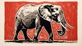 Captivating Elephant Print In The Style Of Neil Welliver