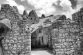 Black & White photo of Machu Picchu dwelling