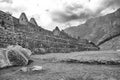 Black & White photo of main area Machu Picchu