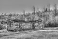 Mormon log cabin at the foot of the Tetons in Jackson Wyoming Royalty Free Stock Photo