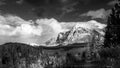 Black and White Photo of Mount Fitzwilliam in the Rocky Mountains