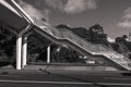 A black and white photo of a new bridge across the tamaki drive in Auckland Royalty Free Stock Photo