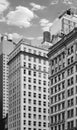 Black and white photo of New York old buildings, USA Royalty Free Stock Photo