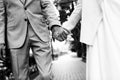 Black and white photo of newlyweds hands Royalty Free Stock Photo