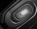 Black and white photo of old spiral staircase, spiral stairway inside old house in Budapest, Hungary