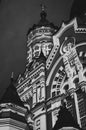 Black and white photo of an Orthodox church in Kyiv, Ukraine Royalty Free Stock Photo