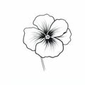 Minimalistic Black And White Pansy Flower Drawing