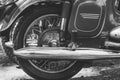 Black and white photo part vintage scooter close up Royalty Free Stock Photo