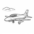 Childish Jet Coloring Page With Clouds And Smoke Royalty Free Stock Photo