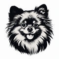 Lively Chiaroscuro Woodcut Illustration Of A Pomeranian Dog