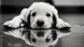 A black and white photo of a Puppy\'s paws