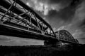Black and white photo of railway bridge Royalty Free Stock Photo