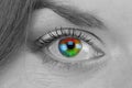 Black and white photo of rainbow eye Royalty Free Stock Photo