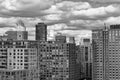 Black and White Photo with Roosevelt Island Skyscrapers in New York City with Clouds Royalty Free Stock Photo