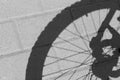Shadow of back wheel of bicycle