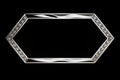 a black and white photo of a silver hexagon frame on a black background Royalty Free Stock Photo