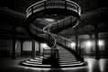 a black and white photo of a spiral staircase Royalty Free Stock Photo