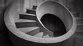 A black and white photo of a spiral staircase, AI Royalty Free Stock Photo