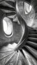 A black and white photo of a spiral staircase Royalty Free Stock Photo