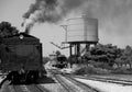 Black and white photo of a steam train Royalty Free Stock Photo